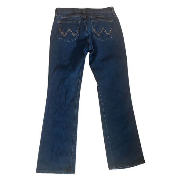Wrangler Womens Dark Wash Q baby No Gap Waistband Bootcut Jeans Size 11/12 X 32 - Picture 3 of 4